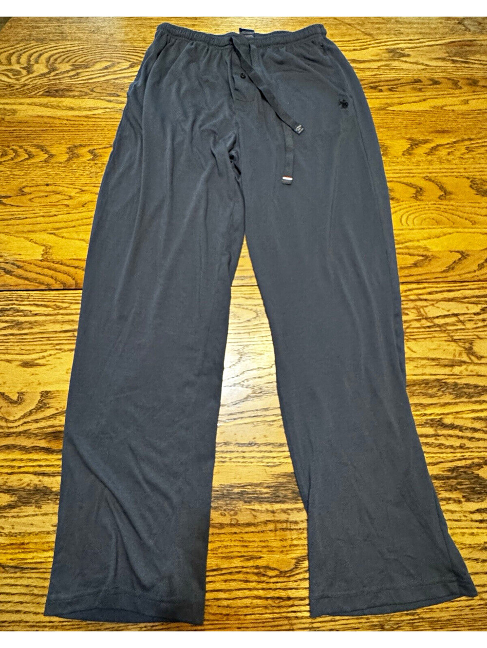 U.S. Polo Assn Pajama Pants Mens L Gray Solid Drawstring Logo Lightweight